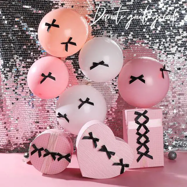 Alt view image 4 of 7 - YGDZ 50 PCS Mini Black Bows, Small Stain Ribbon Black Bow for Cake, Tiny Bows for Crafts, Bow Decorations for Party Favors, Balloons