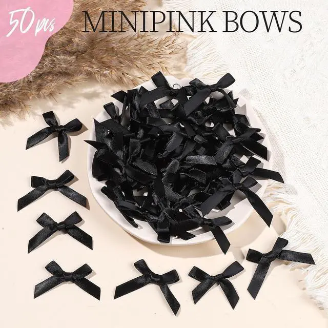 Alt view image 5 of 7 - YGDZ 50 PCS Mini Black Bows, Small Stain Ribbon Black Bow for Cake, Tiny Bows for Crafts, Bow Decorations for Party Favors, Balloons