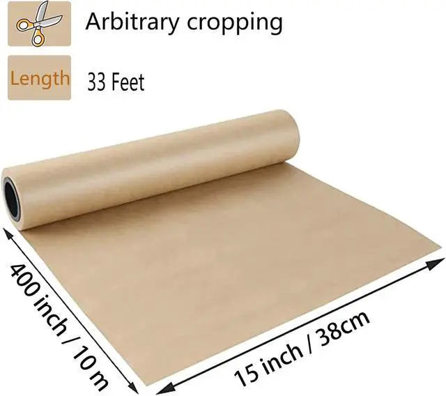 Alt view image 2 of 7 - Shinok Brown Kraft Paper Roll - 15" x 33'(400") Brown Wrapping Paper for Packing Moving Small Craft Paper Roll for Gift Wrapping Art Christmas