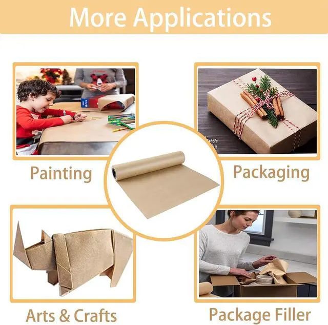 Alt view image 3 of 7 - Shinok Brown Kraft Paper Roll - 15" x 33'(400") Brown Wrapping Paper for Packing Moving Small Craft Paper Roll for Gift Wrapping Art Christmas