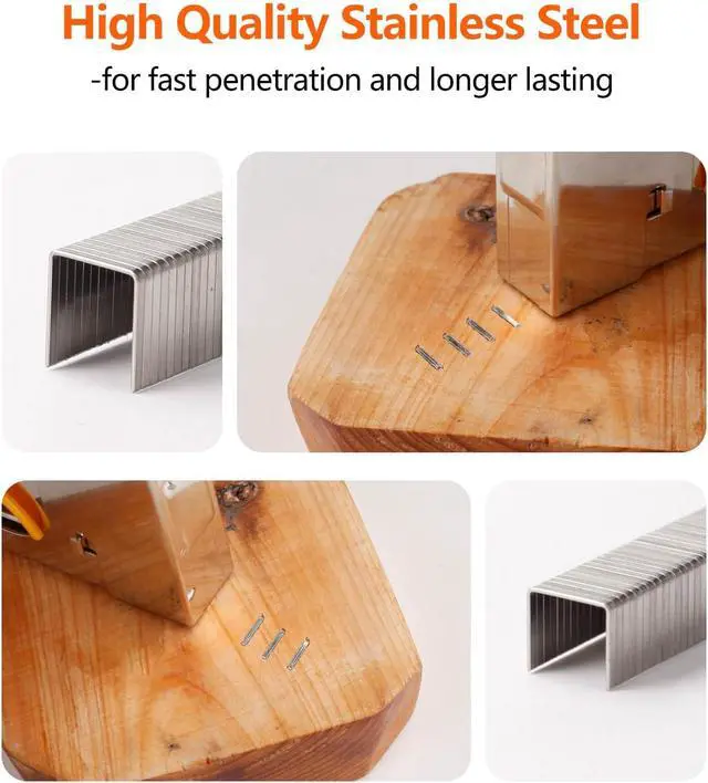 Alt view image 4 of 6 - Heavy Duty T50 Staples 1000-Count 2 Sizes 304 Stainless Steel