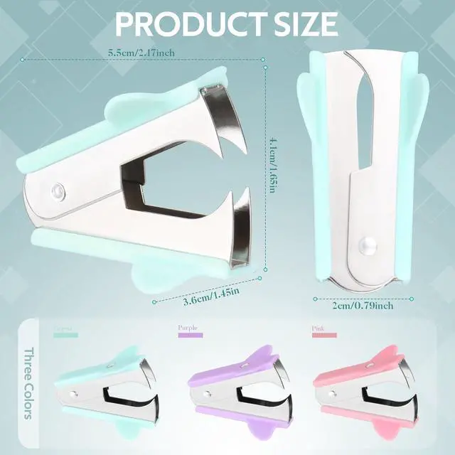 Alt view image 4 of 7 - 3PCS Staple Puller Remover Tool,Professional Staple Remover for School Office Home,Steel Jaws Comfort Grip Removers(Pink,Blue,Purple)
