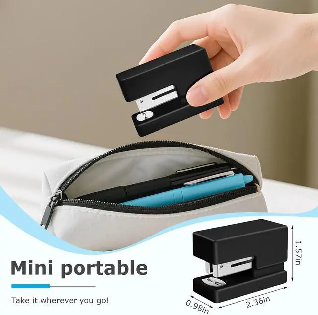 Alt view image 4 of 7 - Black Mini Stapler,Small Desk Staplers,Stapler with 830 Staples