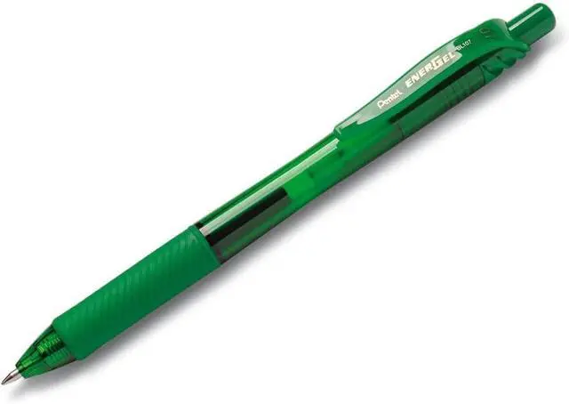 Alt view image 2 of 6 - Pentel Energel X Retractable Liquid Gel Roller, 0.7mm Medium Point Size, Green Ink, Box Of 12