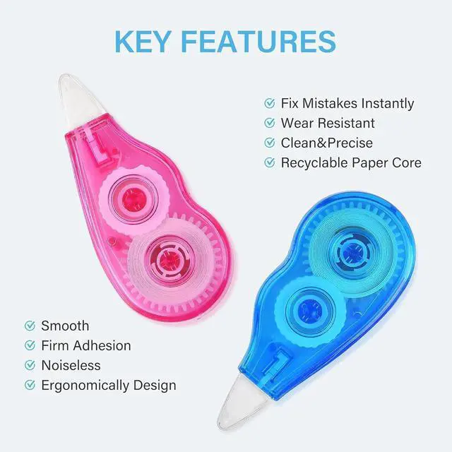 Alt view image 2 of 7 - 8-Pack Correction Tape, 13.12ft, Easy to Use Mini Correction Tape, Dry Instant Tear-Resistant and Silent, School Office Supplies, Multicolor