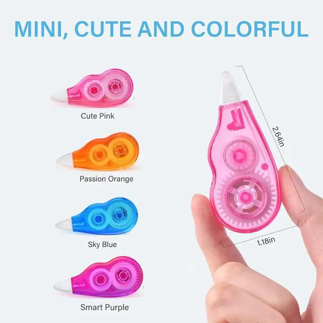 Alt view image 6 of 7 - 8-Pack Correction Tape, 13.12ft, Easy to Use Mini Correction Tape, Dry Instant Tear-Resistant and Silent, School Office Supplies, Multicolor