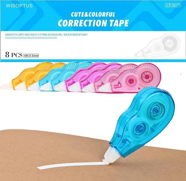 Main image of 8-Pack Correction Tape, 13.12ft, Easy to Use Mini Correction Tape, Dry Instant Tear-Resistant and Silent, School Office Supplies, Multicolor