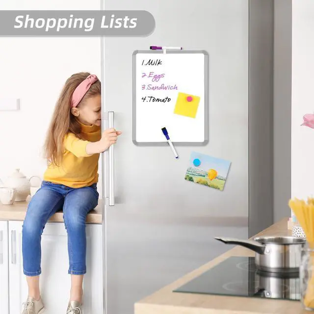 Alt view image 2 of 6 - VUSIGN Magnetic Dry Erase Board, 14 x 11 Inches White Board, Gray