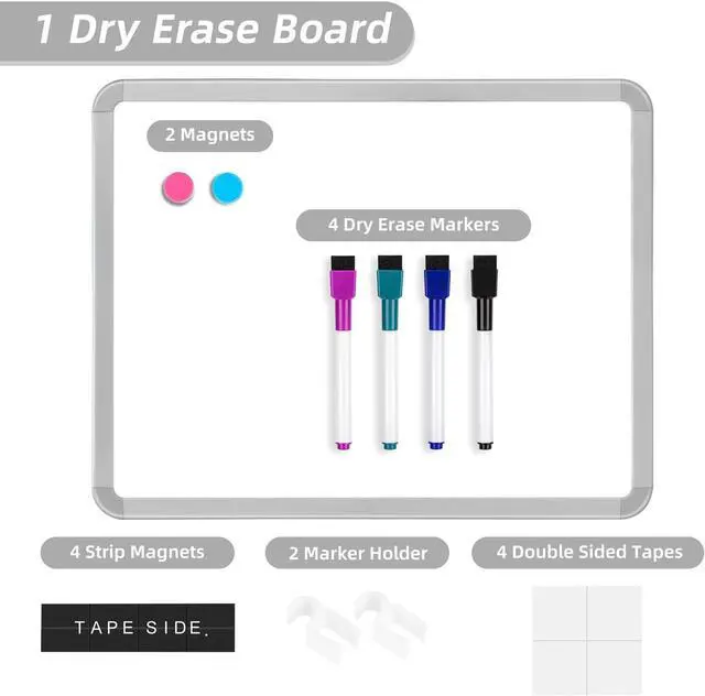 Alt view image 6 of 6 - VUSIGN Magnetic Dry Erase Board, 14 x 11 Inches White Board, Gray