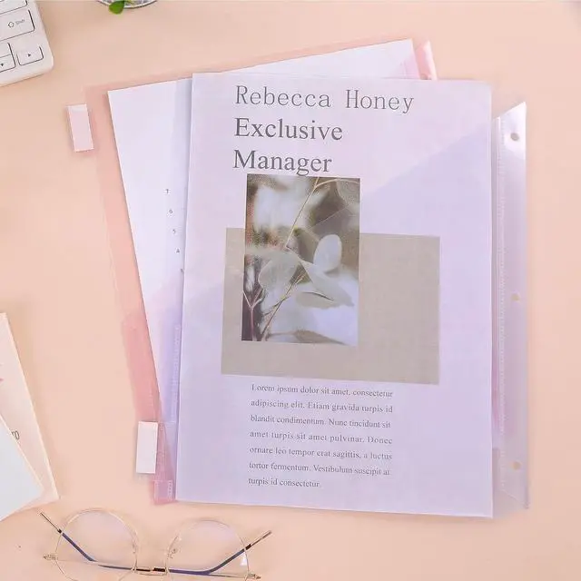 Alt view image 7 of 7 - SKYDUE Pastel Binder Dividers with Tabs and Pockets - Soft Plastic Dividers for 3 Ring Binder, Includes 16 Blank Index Labels, for School & Office Organization, Pink