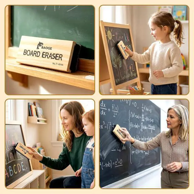 Alt view image 6 of 7 - TKOnline 3 Pack Premium Wool Felt Chalkboard Eraser Dustless, Kid-Friendly, for Whiteboard & Blackboard
