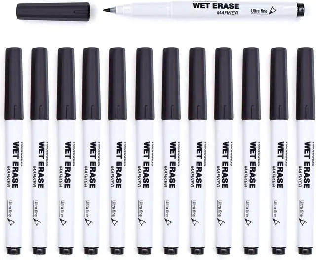Main image of TWOHANDS Wet Erase Markers Ultra Fine Tip, Black, 0.7mm 12 Count