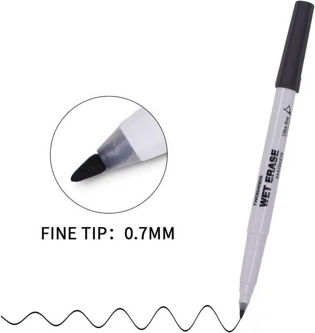 Alt view image 2 of 5 - TWOHANDS Wet Erase Markers Ultra Fine Tip, Black, 0.7mm 12 Count