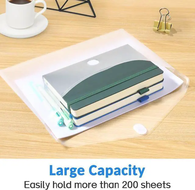 Alt view image 4 of 7 - Sooez 6 Pack Plastic Envelopes File Folders, Rainforced Clear Folder Important Document Organizer, A4 Letter Size Bill Receipt Paper Holder Organizer Folder with Closure for School Office
