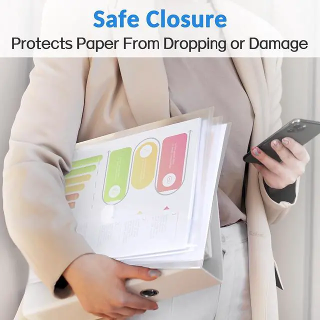 Alt view image 5 of 7 - Sooez 6 Pack Plastic Envelopes File Folders, Rainforced Clear Folder Important Document Organizer, A4 Letter Size Bill Receipt Paper Holder Organizer Folder with Closure for School Office