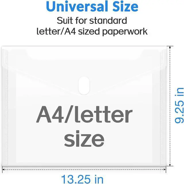 Alt view image 6 of 7 - Sooez 6 Pack Plastic Envelopes File Folders, Rainforced Clear Folder Important Document Organizer, A4 Letter Size Bill Receipt Paper Holder Organizer Folder with Closure for School Office
