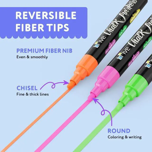 Alt view image 3 of 7 - TFIVE 8 Colors Liquid Chalk Markers with 24 Labels, Reversible Tip