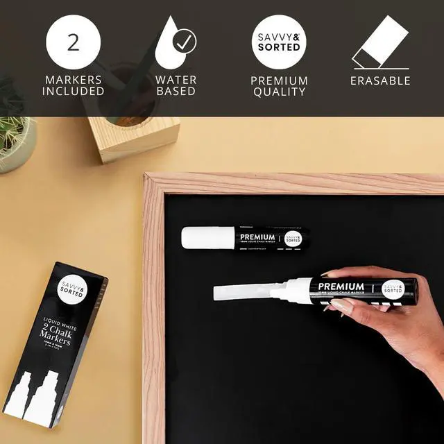 Alt view image 2 of 7 - White Chalk Markers for Blackboard, 2PK 10 and 15mm Bold Marker for Glass Window, Washable Chalkboard Markers Paint Board Jumbo Chalk Pens