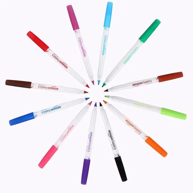Alt view image 4 of 7 - Amazon Basics Low Odor Ultra Fine Tip Dry Erase Whiteboard Markers for Precise Writing, Thin Lines, Assorted Colors, 12-Pack