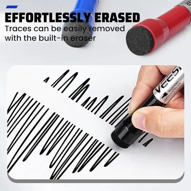 Alt view image 4 of 7 - VEESA Glass Board Markers, 8 Count, Magnetic, Bullet Tip, 4 Assorted Colors