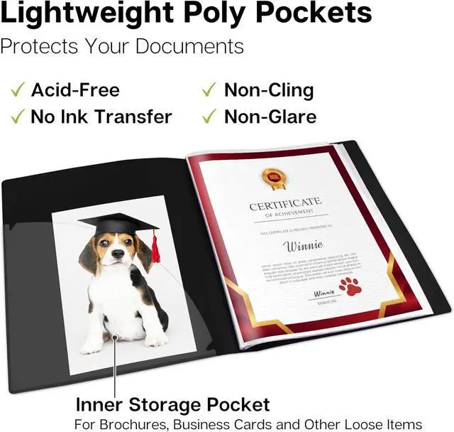 Alt view image 4 of 7 - Dunwell 12-Pocket Presentation Binder 8.5x11, 24-Page Portfolio Folder
