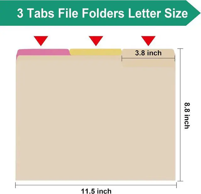 Alt view image 2 of 6 - pmybupo 18 Pack Manila 1/3 File Folders,1/3 Cut Tab Letter Size,Great for Organizing and Easy File Storage,Per Box
