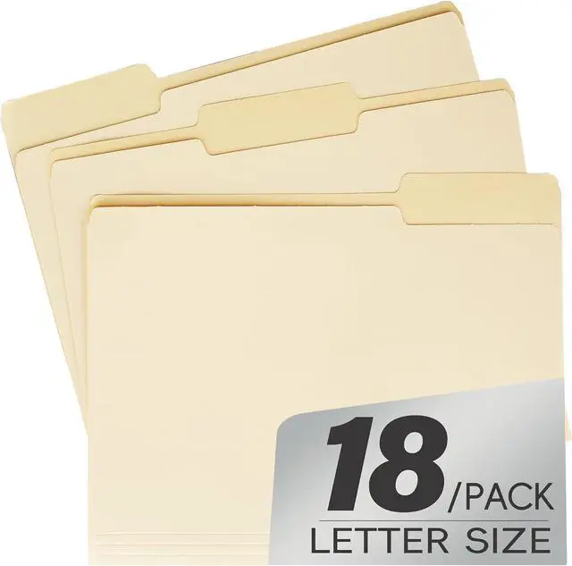 Main image of pmybupo 18 Pack Manila 1/3 File Folders,1/3 Cut Tab Letter Size,Great for Organizing and Easy File Storage,Per Box
