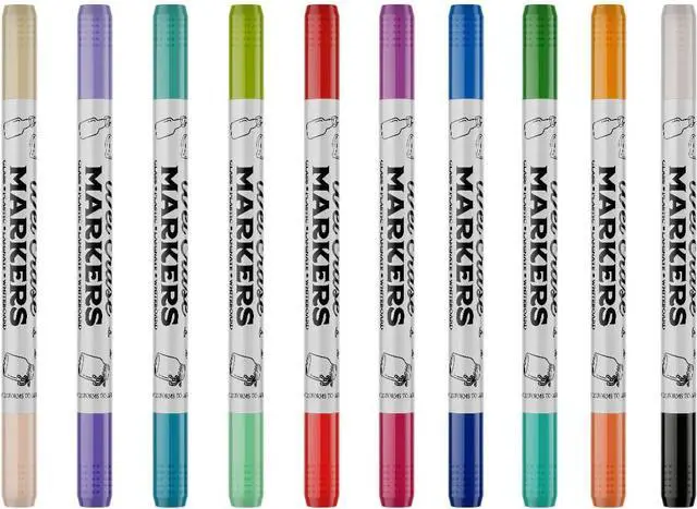 Alt view image 5 of 7 - Fermentaholics Wet Erase Markers 10 Double-Sided, 20 Color Set Soft Tip for Bold Writing Erasable with Soap & Water For Glass, Plastic, Acrylic, Laminate & Non-Porous Surfaces