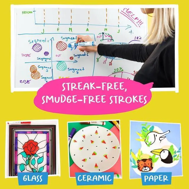 Alt view image 7 of 7 - Chalkola 15 Dry Erase Markers Chisel Tip - Whiteboard Markers, 12 Colors
