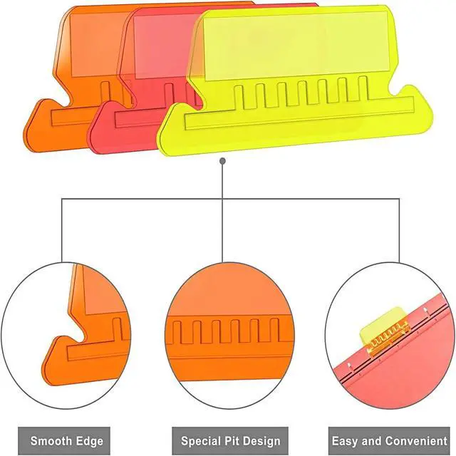 Alt view image 5 of 7 - File Folder Tabs, 2 Inch Clear Multicolor Hanging Folder Tabs with Inserts