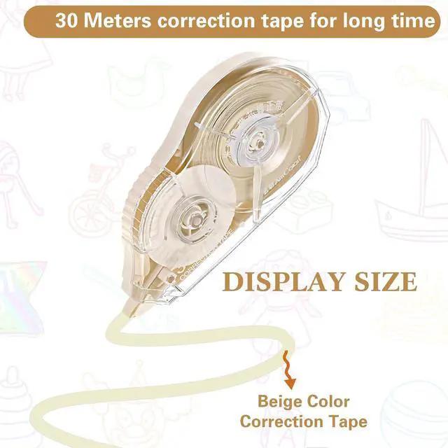 Alt view image 2 of 7 - Zonon 2 Pieces Correction Tape, 100 Feet Long Cream Color Corrective Tape
