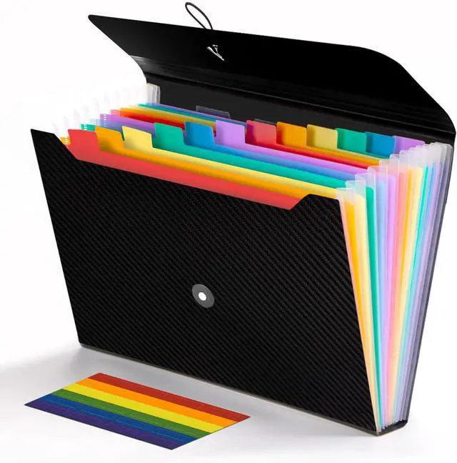 Main image of Expanding File Folder, 13 Pockets Accordion File Holder Organizer, A4 Letter Size Paper Document Receipt Organizer Accordian Filing Folder for Classroom, Home, Office and Travel