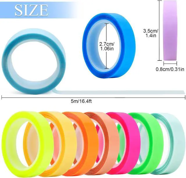 Alt view image 2 of 7 - Utron 10 Rolls Colorful Highlighter Tape, 0.31" x 16.5 ft Highlighter Tape Removable, Transparent Highlighter Strips, Highlighter Tapes for Books Teachers Students