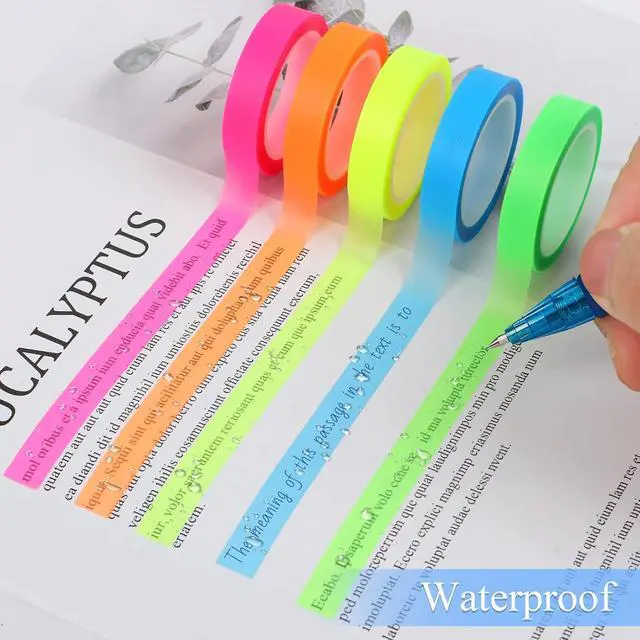 Alt view image 5 of 7 - Utron 10 Rolls Colorful Highlighter Tape, 0.31" x 16.5 ft Highlighter Tape Removable, Transparent Highlighter Strips, Highlighter Tapes for Books Teachers Students