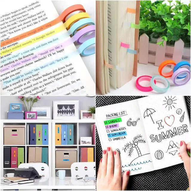 Alt view image 7 of 7 - Utron 10 Rolls Colorful Highlighter Tape, 0.31" x 16.5 ft Highlighter Tape Removable, Transparent Highlighter Strips, Highlighter Tapes for Books Teachers Students