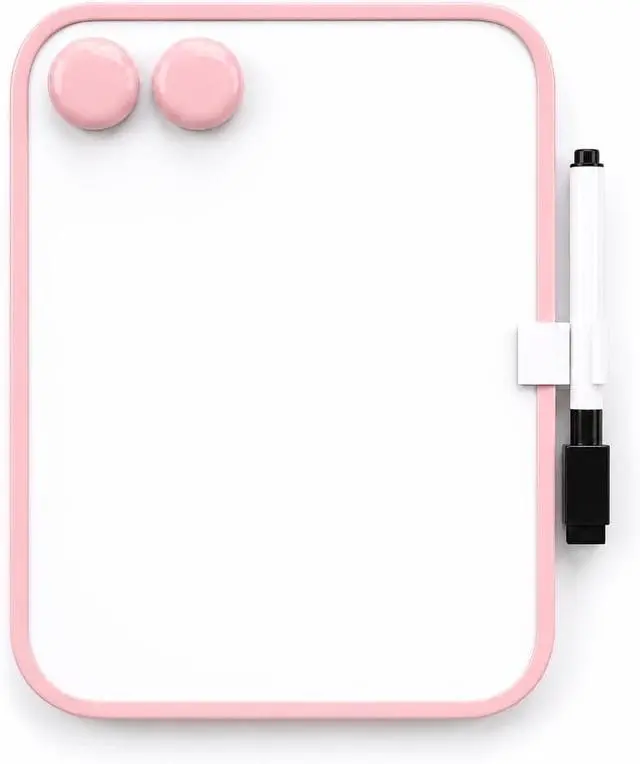 Main image of 6 x 8 Mini Whiteboard with Erasable Markers and 2 Round Magnets (Pink)
