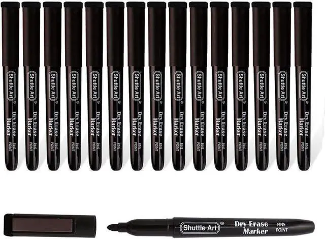 Main image of Shuttle Art Dry Erase Markers, 15 Pack Black Magnetic Whiteboard Markers with Erase,Fine Point Dry Erase Markers Perfect For Writing on Whiteboards, Dry-Erase Boards,Mirrors for School Office