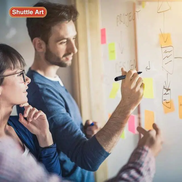 Alt view image 6 of 7 - Shuttle Art Dry Erase Markers, 15 Pack Black Magnetic Whiteboard Markers with Erase,Fine Point Dry Erase Markers Perfect For Writing on Whiteboards, Dry-Erase Boards,Mirrors for School Office