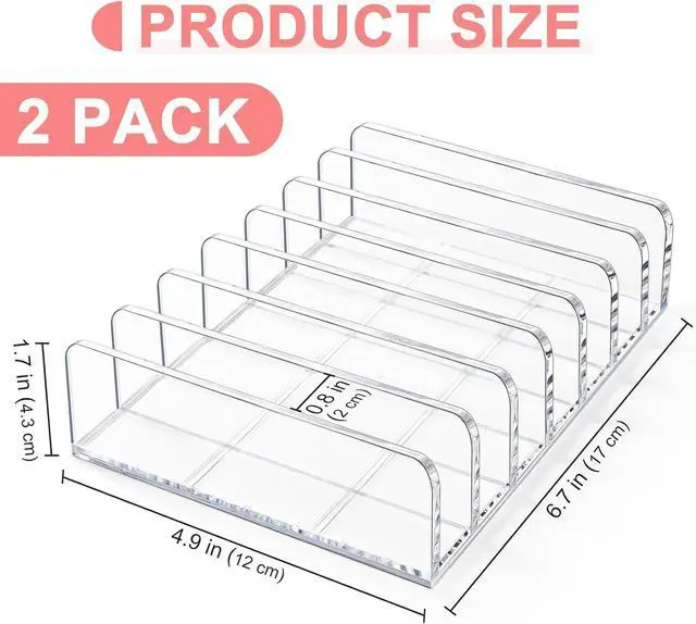 Alt view image 3 of 7 - Vowcarol 2 Packs Acrylic Mail Organizer 7 Slots Cash Tray for Desk - 7 Slots File Organizer Clear Desktop Bill Divider Holder, Envelope Holder, Transparent Countertop Mail Holder