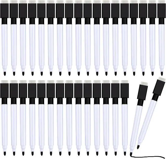 Main image of Boao 24 Pack Black Magnetic Dry Erase Markers Bulk with Eraser Cap