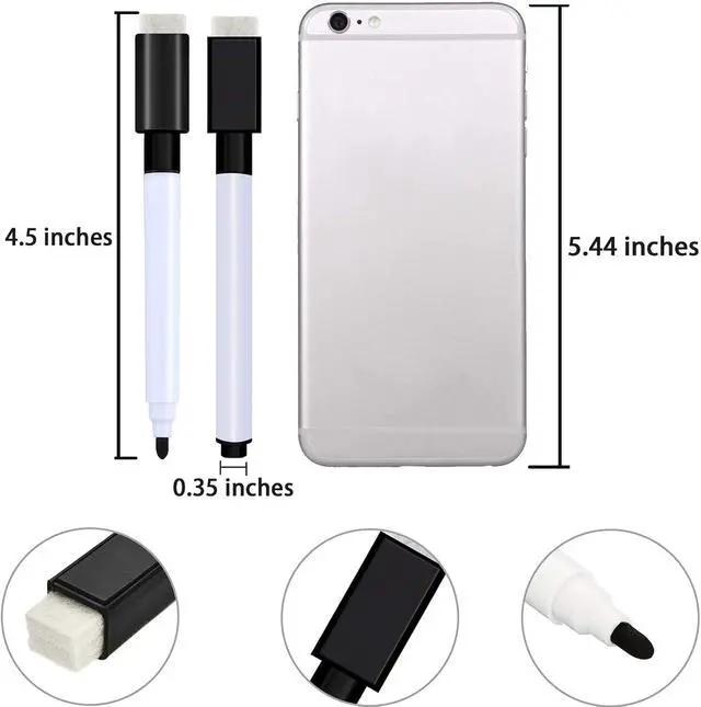 Alt view image 2 of 6 - Boao 24 Pack Black Magnetic Dry Erase Markers Bulk with Eraser Cap