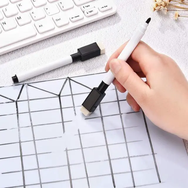 Alt view image 3 of 6 - Boao 24 Pack Black Magnetic Dry Erase Markers Bulk with Eraser Cap