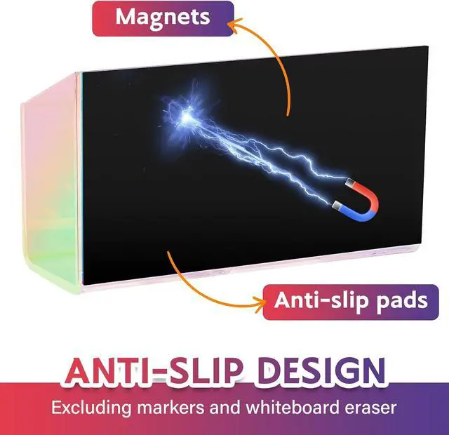Alt view image 3 of 7 - Magnetic Dry Erase Marker Holder for WhiteboardAcrylic Magnetic Pen Holder for Fridge, 2 Compartments Whiteboard for Office, Home, Locker(Clear)-Colorful