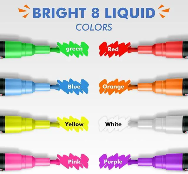 Alt view image 2 of 7 - Timart Liquid Chalk Markers, 3mm Fine Tip Chalk Pens, 8 Colors