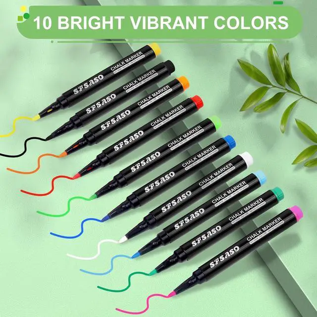 Alt view image 2 of 7 - Liquid Chalk Markers for Acrylic Fridge Calendar Planning Board, Clear Glass Dry Erase Board, Whiteboard, Window, Mirror, Easy Wet Erase,1mm Fine Points (10 COLORS)