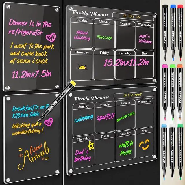 Alt view image 7 of 7 - Liquid Chalk Markers for Acrylic Fridge Calendar Planning Board, Clear Glass Dry Erase Board, Whiteboard, Window, Mirror, Easy Wet Erase,1mm Fine Points (10 COLORS)