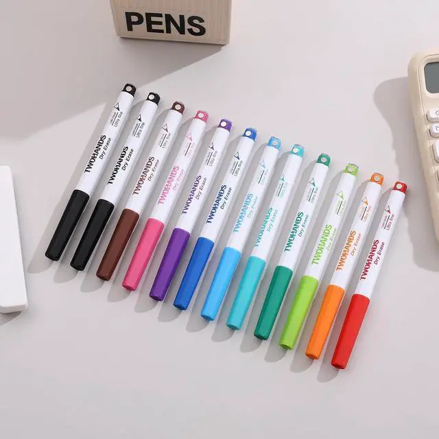Alt view image 6 of 6 - TWOHANDS Magnetic Dry Erase Markers Ultra Fine Tip,Assorted Colors 0.7mm