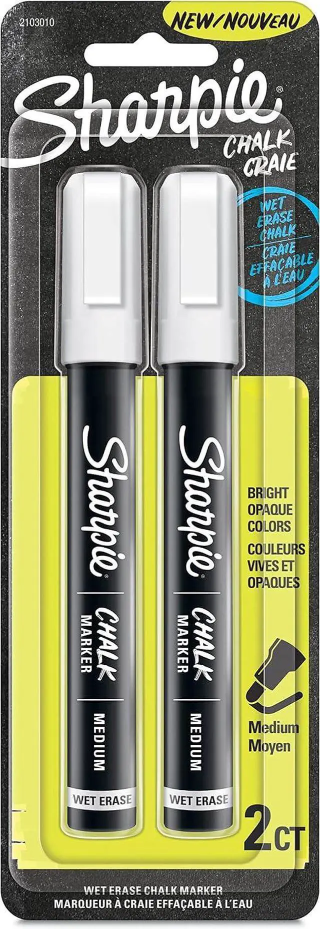 Alt view image 2 of 6 - Sharpie Chalk Marker, Wet Erase Markers, Medium Tip, White, 2 Count