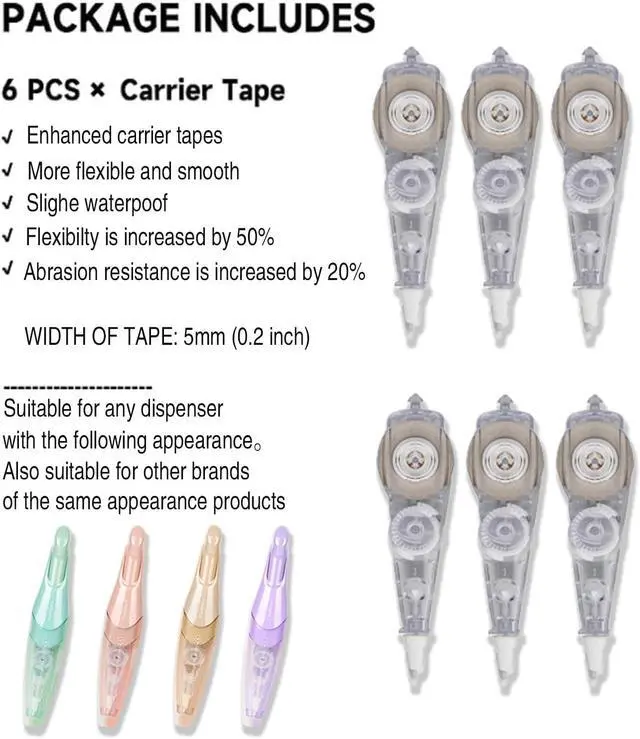 Alt view image 2 of 2 - Refills for the Rectractble Refillable Correction Tape, 6 Counts
