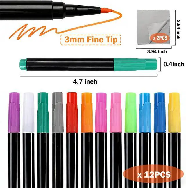 Alt view image 6 of 7 - 12-Color Markers for LED Drawing Board, Erasable Light Board Marker Pens for LED Note Board Acrylic Dry Erase Board Fridge Calendar Doodle Book with Microfiber Cleaning Cloths
